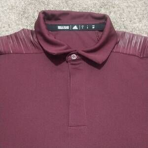 Adidas Shirt Mens Size Small Maroon Polo Short Sleeve Button Up Sporty Modern
